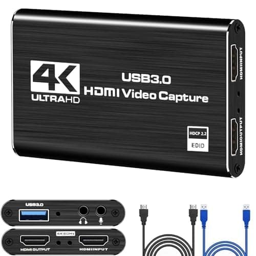 Carte de capture vidéo HDMI 4K, enregistreur vidéo USB3.0 1080P 60FPS, carte de capture Nintendo Switch pour les jeux et la diffusion en streaming, Xbox Series X/S,...