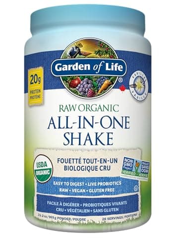 Garden of Life Raw All-in-One Nutritional Shake, Vanilla, (28 servings- 969g.) Packed with 20 grams of Certified Organic Plant Protein packed with...