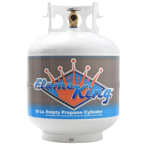 Flame King YSN201b 20 Pound Steel Propane Tank Cylinder with Type 1 Overflow Protection Device Valve, for Grills and BBQs, White