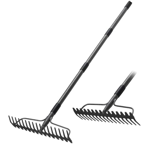 Rake for Lawn, 63" Long Handle, 17 Inch Wide Heavy Duty Garden Rake Thatch Leaf Rakes for Raking Leaf Loosening Soil Gathering Mulch Leveling...