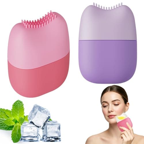 Paquet de 2 rouleaux de glace pour le visage et les yeux, rouleau de glace en silicone, brosse pour le contour lymphatique pour le drainage lymphatique, rouleau de glace réutilisable et anti-fuite...