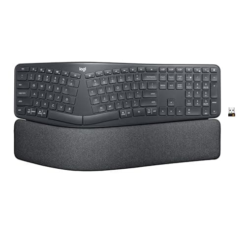 Clavier ergonomique sans fil Logitech Ergo K860 - Clavier divisé, repose-poignet, frappe naturelle, tissu résistant aux taches, ...