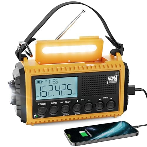 Raynic Emergency Radio, 5000mAh/18500mWh Weather Radio, Solar Hand Crank Radio with AM/FM/SW/NOAA Alert, Cell Phone Charger, Headphone Jack,...
