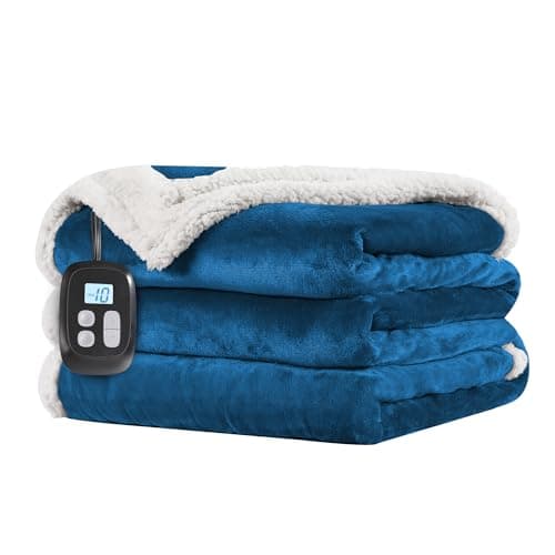 Eydna Electric Heated Blanket Twin Size 62'' x 84''- Soft Plush Flannel Heating Blanket with 10 Heat Settings & 1-12 Hour Auto Off, Machine...