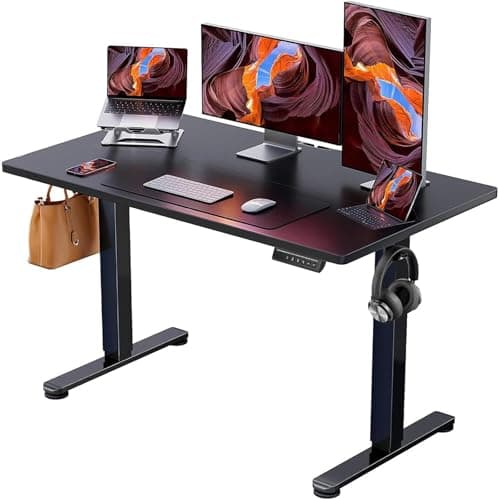 Bureau debout électrique ErGear, bureau assis-debout réglable en hauteur de 48'' x 24'', table debout de bureau à domicile pour ordinateur à 4 mémoires avec panneau d'épissure...
