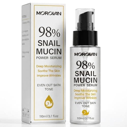 Sérum à la mucine d'escargot Morovan : 110 ml avec 98 % de filtrat de sécrétion d'escargot, collagène hydrolysé, sérum à l'acide hyaluronique niacinamide, soin du visage pour apaiser,...