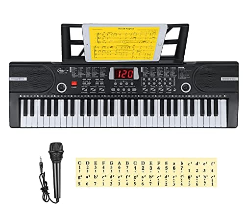 Clavier de piano pour enfants Hricane, clavier électronique pour débutant à 61 touches avec microphone et support de partition, instrument de musique numérique portable, cadeau pour...