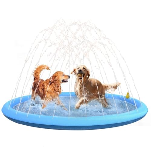 Tapis anti-éclaboussures antidérapant pour les tout-petits et les chiens – Épaissir la baignoire de piscine pour enfants, arroseur de piscine pour chien, jouets d'eau d'été en plein air, 180 cm, bleu