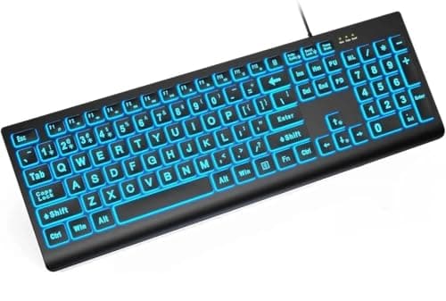 SABLUTE K11PRO Large Print Backlit Keyboard, Wired USB Lighted Computer Keyboards with 7-Color & 4 Modes Backlit, Oversize Letters Keys Easy to See...