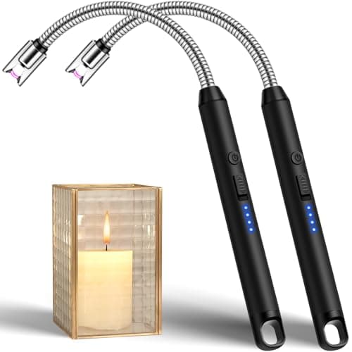 Electric Candle BBQ Lighter 2 Pack, Long Reach USB C Rechargeable Lighters for Candles Fireworks Incense, for Women, Electronic Arc Plasma Lighter...