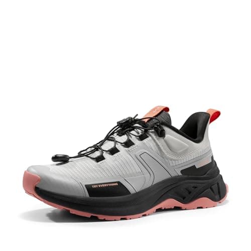 NORTIV 8 Chaussures de randonnée légères pour femmes, baskets d'extérieur à lacets rapides, taille 8.5, gris rose, SNHS239W