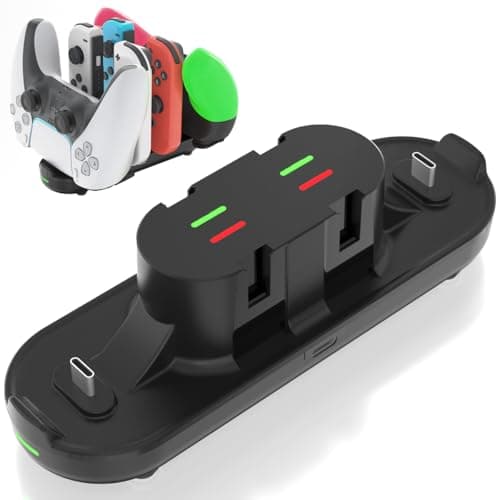 Chargeur de contrôleur de commutateur pour Nintendo Switch, station de chargement 6 en 1 Switch JoyCon chargeur compatible Nintendo Switch OLED JoyCon/Pro...