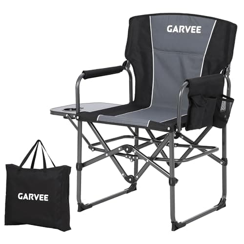 GarveeLife Oversized Directors Camping Chair, Portable Camping Chair for Adults, Lightweight Aluminum Folding Chair with Side Table and Pocket, for...