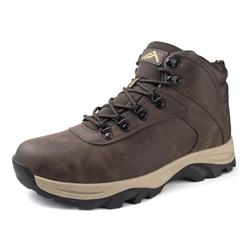 CC-Los Bottes de travail et de randonnée imperméables pour hommes – Bout souple antidérapant avec semelle intercalaire rembourrée Marron Taille 9,5