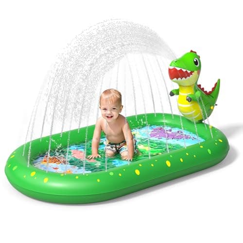 AZDYJL Splash Pad for Toddlers 1-3, Dinosaur Inflatable Kiddie Pool Sprinkler for Kids, 3-in-1 Baby Splash Pads Outdoor Play Mat, Backyard Summer...
