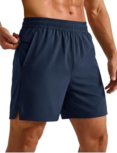 MAGCOMSEN Short de randonnée pour hommes, séchage rapide, short de course de golf, 5 pouces, léger, résistant à l'eau, avec poches, bleu marine 34