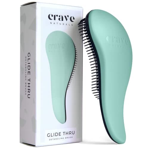 Crave Naturals Glide Thru Brosse démêlante pour cheveux adultes et enfants – Brosse à cheveux démêlante pour cheveux bouclés, raides, mouillés ou secs (TURQUOISE)