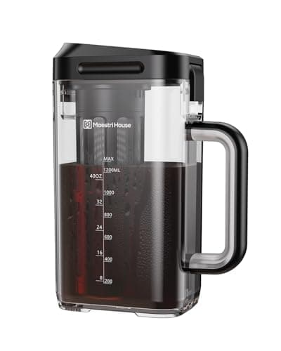 Cafetière compacte à infusion à froid Maestri House, cafetière à thé et à café glacé de 41 oz, pichet Tritan peu encombrant, filtre 350 mailles, 100 % étanche...