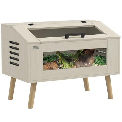 Terrarium pour reptiles PawHut de 29 gallons, réservoir pour reptiles à ouverture supérieure de 31,5" x 20" x 24" avec fenêtres en verre trempé, ventilations, pour serpents, lézards à cornes...