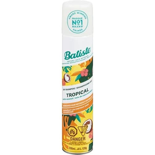 Batiste Dry Shampoo with Tropical Scent 200ml, Fragrance with Hints of Coconut, Jasmine, and Peach to Leave Hair Smelling Great, Instantly...
