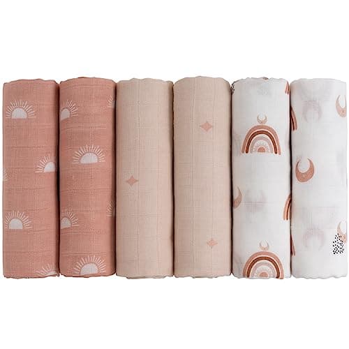 GLLQUEN BABY Couverture de réception pour garçon Couvertures d'emmaillotage en mousseline de coton Fille Carrés pour nouveau-nés Respirant et doux Couvertures pour bébé fines Tissus double absorbant...
