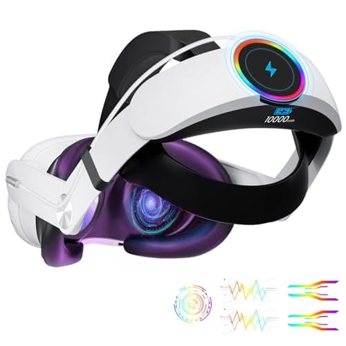 CIYOYO Head Strap for Meta Quest 3/3S, 10000mAh Battery Pack for Oculus Quest 3S/3 VR Accessories with RGB Light, Extended 6H Playtime with...