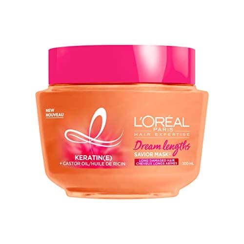 L'Oréal Paris Dream Lengths Savior Mask, masque capillaire pour cheveux longs abîmés, formulé avec de l'huile de ricin et de la kératine pour régénérer les longueurs abîmées, 300 ml