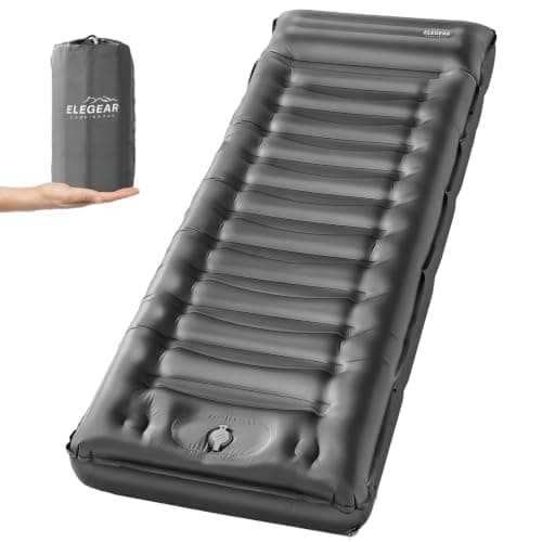 Camping Sleeping Pad-Elegear 4inch Ultra-Thick Single Inflatable Mattress Camping with Pillow Carry Bag Ultimate Built-in Foot Pump Air Sleeping...