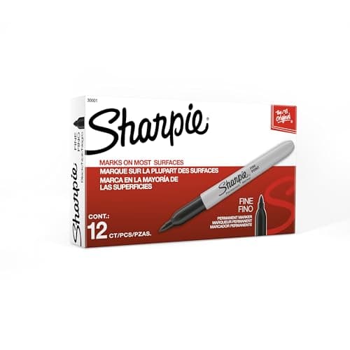Marqueurs permanents Sharpie, pointe fine, noir, 12 unités