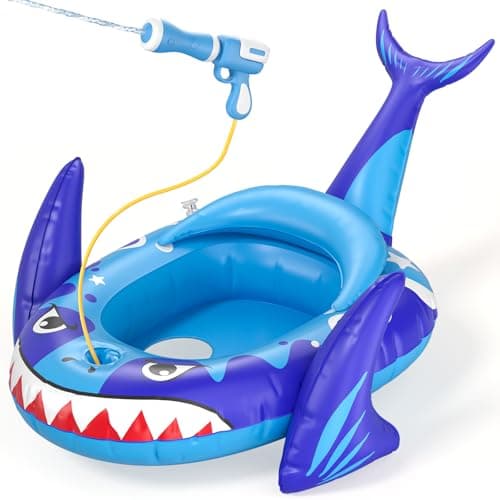 AZDYJL Pool Floats for Kids with Water Gun, Shark Toddler Inflatable Pool Toys for Kids Age 3-8 Years Old, Summer Outdoor Water, Beach, Swimming...