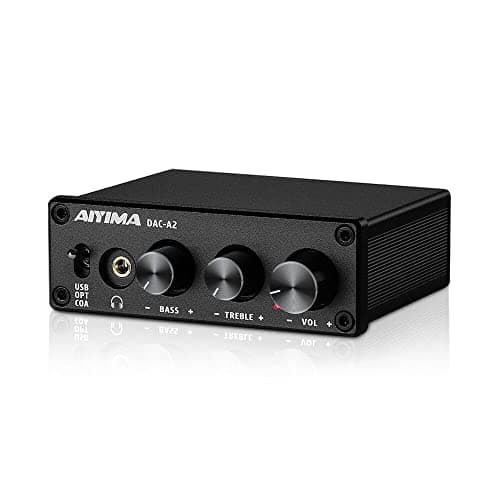 AIYIMA DAC-A2 Headphone Amplifier DAC with Bass Treble Controls PC-USB/Optical/Coaxial Inputs, RCA/3.5mm Headphone Ouput Digital to Analog Desktop...