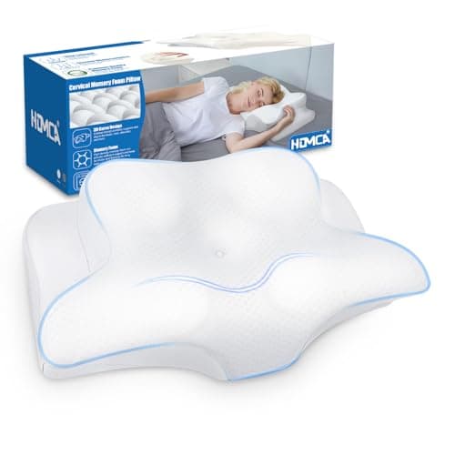 Oreiller cervical HOMCA, oreillers ergonomiques de soutien du cou pour dormir, oreiller cervical en mousse à mémoire de forme pour les dormeurs sur le côté du ventre avec doux et respirant...