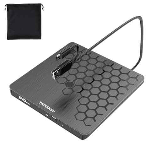 External CD DVD Drive, 0.5″ Ultra Slim USB 3.0 Type-C DVD Player, CD DVD+/-RW Optical Drive, Portable DVD CD Burner Reader Writer Recorder for...
