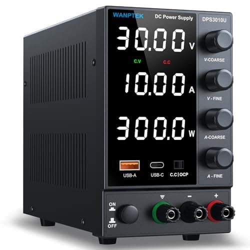 Wanptek DC Power Supply Variable 0-30V 0-10A, Adjustable Switching Regulated Bench Power Supply with Encoder Coarse & Fine Knob, 3.6A USB & Type-C...