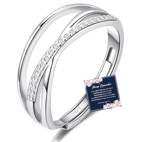 Bague réglable en argent sterling Bagues en argent S925 pour femmes Zircon cubique Twist Noeud d'amour Bague délicate Argent Bagues ouvertes minimalistes Argent...