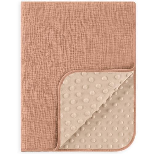 Couverture pour bébé Susurration 30x40 pouces Couvertures de berceau douces et moelleuses avec devant en mousseline de coton et couverture de réception en polaire à pois pour bébé unisexe...