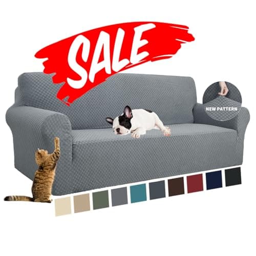 YEMYHOM Couch Cover Latest Jacquard Design High Stretch Sofa Covers for 3 Cushion Couch, Pet Dog Cat Proof Slipcover Non Slip Magic Elastic...