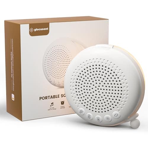 Glocusent 5W Portable Sound Machine, 34 White Noises/Lullabies/Wireless Speaker with Night Light, Rechargeable for up to