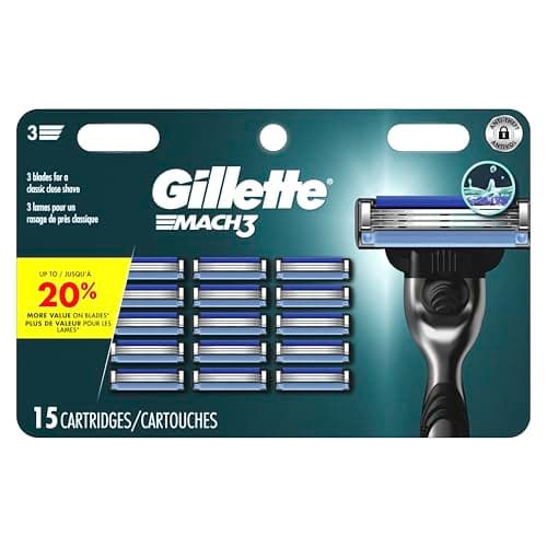 Gillette Mach3 - Recharges de lames de rasoir pour hommes, 15 recharges