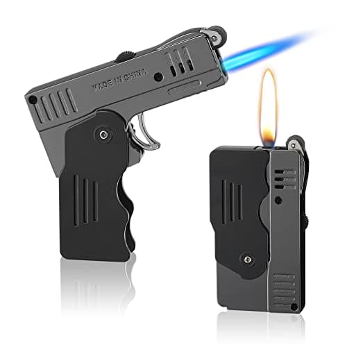 Briquet torche pliable Yusud avec flamme à jet doux commutable, briquet butane verrouillable, briquet butane rechargeable, briquets cool pour hommes papa mari...