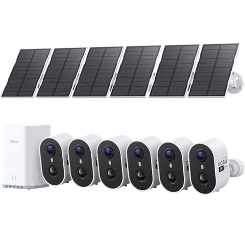 aosu Caméras de sécurité extérieures Système de surveillance à domicile sans fil, à énergie solaire, suivi par caméra croisée, véritable vision nocturne 2K HD, projecteur, mouvement...