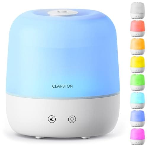 Clarston Humidifiers for Bedroom, 2L Top Fill with 360° Nozzle for Large Room, 7-Color Night Light, 24dB Quiet Cool Mist Air Humidifier for Baby...