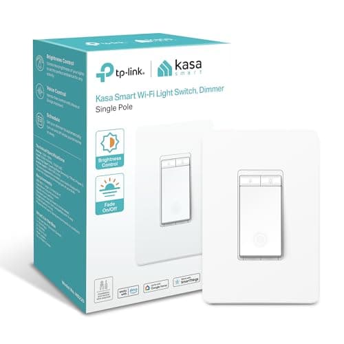 Kasa Smart Single Pole Dimmer Switch by TP-Link (HS220) -Dimmer Light Switch for LED Lights, Works with Alexa and Google Home, 1-Pack , White (...