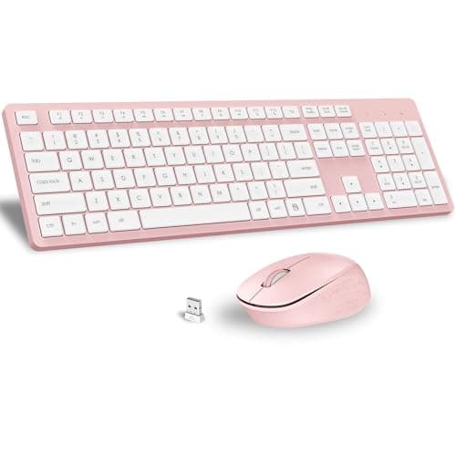 LeadsaiL Wireless Keyboard and Mouse Combo, Full-Sized Ergonomic Computer Keyboard, 2.4GHz Cordless Keyboard Silent Mouse Set with 2-in-1 USB...