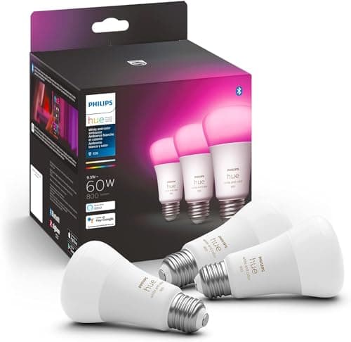 Ampoule Intelligente LED Philips Hue A19 - Ambiance Blanche et Couleur - Ampoule Intérieur 60W - Contrôle avec l'Application Hue - Compatible avec Alexa, Google...