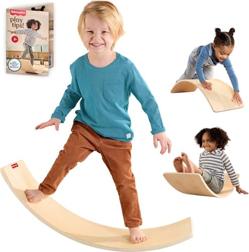 Fisher-Price Wood Montessori Toy Rockin' Balance Board, sceau d'excellence de l'American Montessori Society, apprentissage de la motricité en bois de 31,7 pouces...