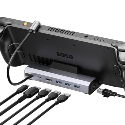Station d'accueil JSAUX 4K@120Hz pour Steam Deck/OLED/ROG Ally X/Legion Go (S)/MSI Claw, Dock 6-en-1 pour Steam Deck avec HDMI 2.0, Gigabit Ethernet, 3...