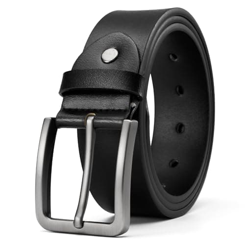 Alphyly Neries Men’s Leather Black Belt Casual Dress, Golf Belts for Men Gifts Width 1.46”Fits Waist Size S