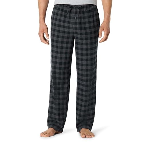 Amazon Essentials Men's Flannel Pajama Pant, Black/Grey Buffalo Plaid, Medium