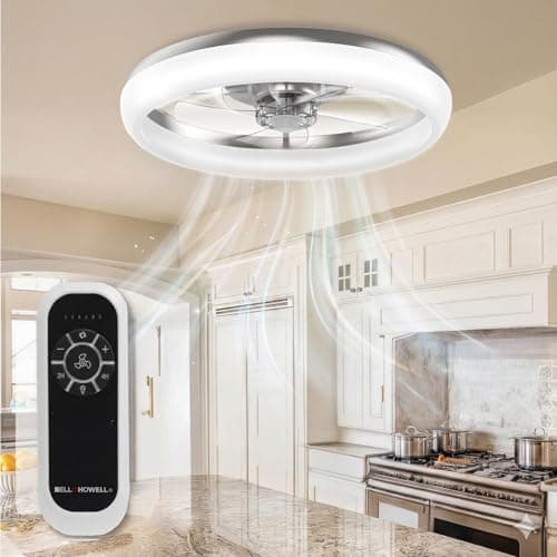 Ventilateurs de plafond CannonX 19,7" à profil bas avec lumières et télécommande, ventilateur de plafond Fandelier moderne avec lumière, 6 vitesses, 3 modes d'éclairage, montage encastré,...